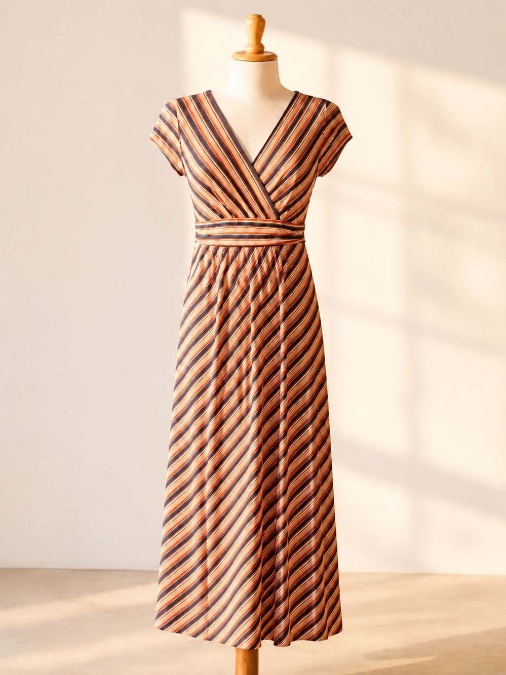 Market & Spruce Striped Maxi Dress Small Faux Wrap Boho Resort Vacation